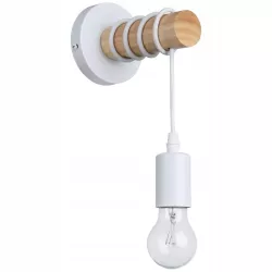 Kinkiet ścienny wiszący E27 lampa DREWNO wewnętrzna ścienna LED biały-5904703018506