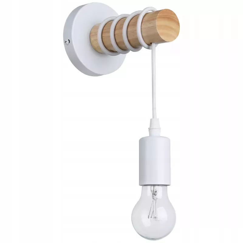 Kinkiet ścienny wiszący E27 lampa DREWNO wewnętrzna ścienna LED biały-5904703018506