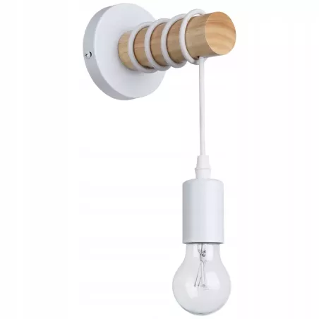 Kinkiet ścienny wiszący E27 lampa DREWNO wewnętrzna ścienna LED biały-5904703018506