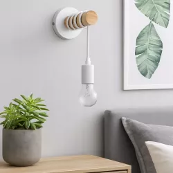 Kinkiet ścienny wiszący E27 lampa DREWNO wewnętrzna ścienna LED biały-5904703018506