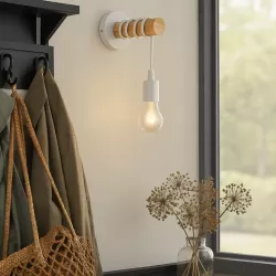 Kinkiet ścienny wiszący E27 lampa DREWNO wewnętrzna ścienna LED biały-5904703018506