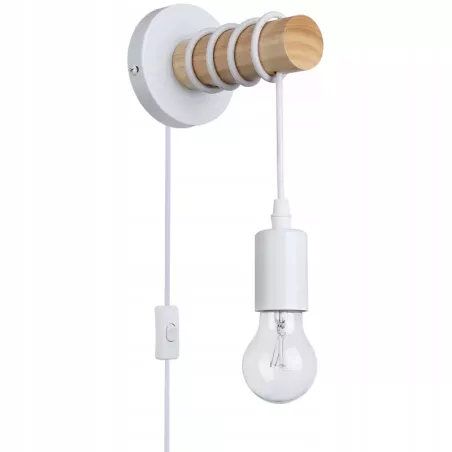 Kinkiet ścienny wiszący E27 lampa DREWNO wewnętrzna ścienna LED biały-5904703018520