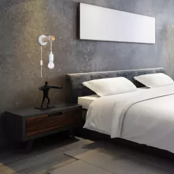 Kinkiet ścienny wiszący E27 lampa DREWNO wewnętrzna ścienna LED biały-5904703018520