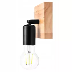 Kinkiet ścienny ruchomy E27 lampa DREWNO wewnętrzna na ściane LED czarny-5904703018551