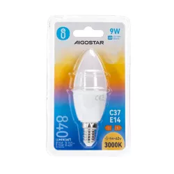 Żarówka diodowa świeczka LED C37 E14 9W ciepła - 8433325183363