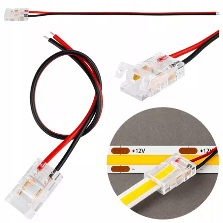 Złączka do taśmy LED COB 8mm zatrzaskowa z kablem-5904703021575