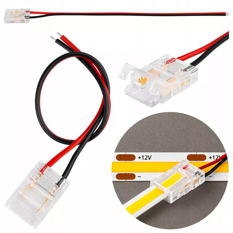 Złączka do taśmy LED COB 10mm zatrzaskowa z kablem-5904703021582
