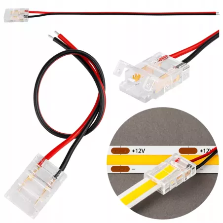 Złączka do taśmy LED COB 10mm zatrzaskowa z kablem-5904703021582