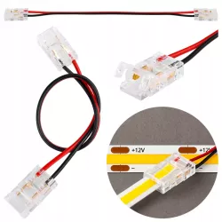 Złączka do taśmy LED COB 8mm zatrzask podwójny z kablem-5904703021599