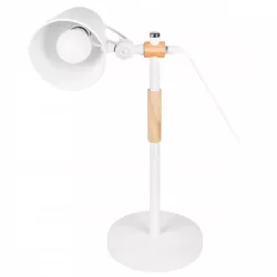 Lampka Na Biurko Biurkowa Nocna szkolna E27 LED DREWNO biała-5904703022688