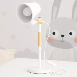 Lampka Na Biurko Biurkowa Nocna szkolna E27 LED DREWNO biała-5904703022688