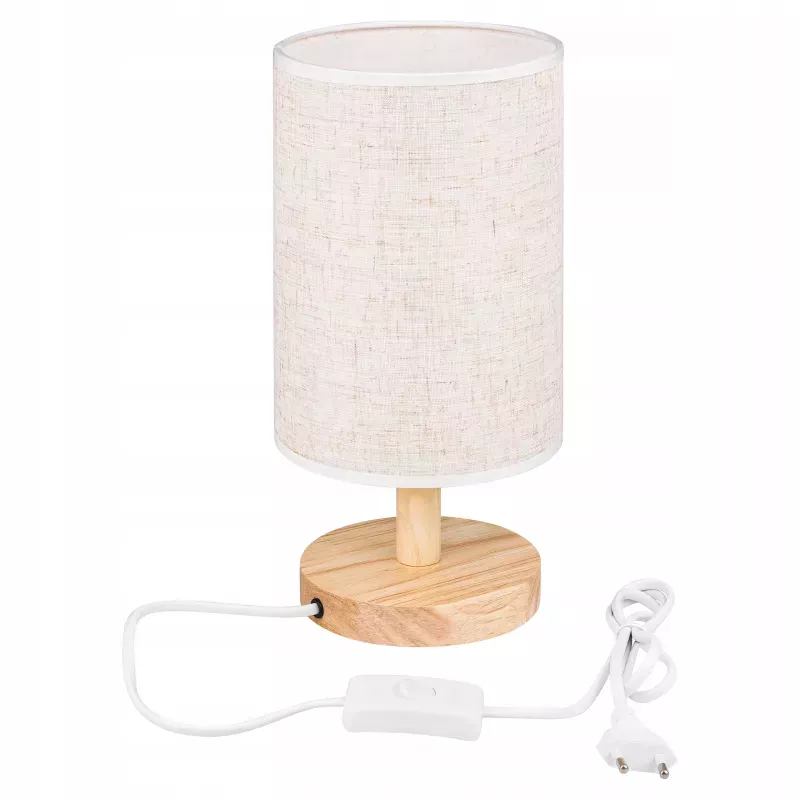 Lampka Na Biurko Biurkowa Nocna szkolna E27 LED DREWNO biała-5904703022695