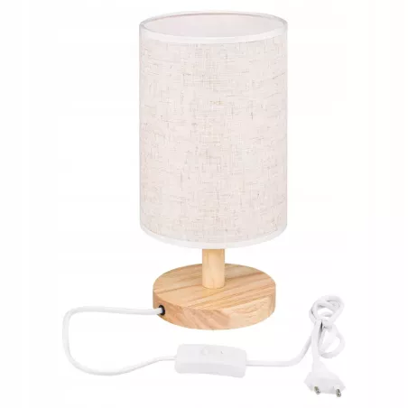 Lampka Na Biurko Biurkowa Nocna szkolna E27 LED DREWNO biała-5904703022695