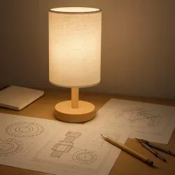 Lampka Na Biurko Biurkowa Nocna szkolna E27 LED DREWNO biała-5904703022695