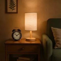 Lampka Na Biurko Biurkowa Nocna szkolna E27 LED DREWNO biała-5904703022695