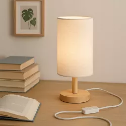 Lampka Na Biurko Biurkowa Nocna szkolna E27 LED DREWNO biała-5904703022695
