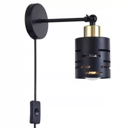 Kinkiet ścienny na ramieniu E27 lampa wewnętrzna ścienna LED włącznik czarn-5904703023258