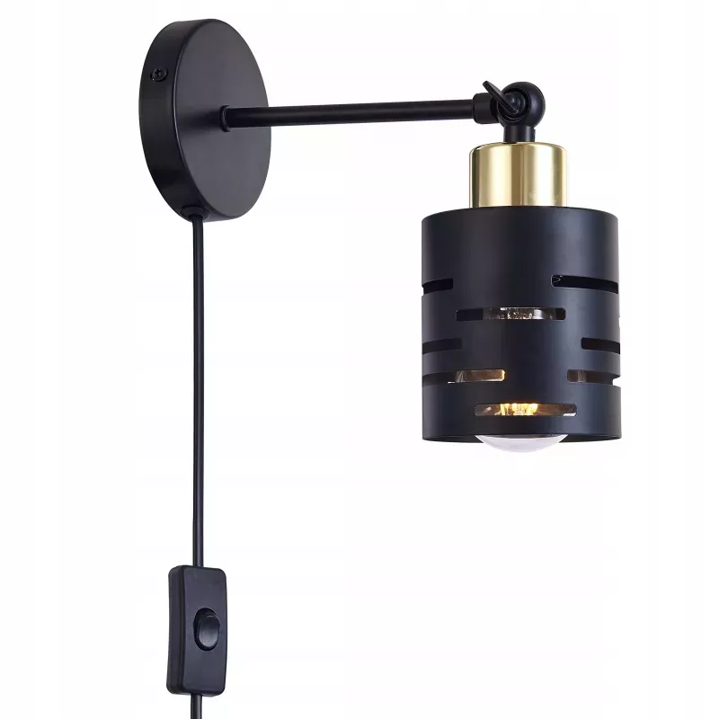Kinkiet ścienny na ramieniu E27 lampa wewnętrzna ścienna LED włącznik czarn-5904703023258