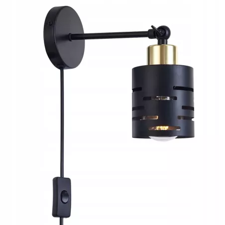 Kinkiet ścienny na ramieniu E27 lampa wewnętrzna ścienna LED włącznik czarn-5904703023258