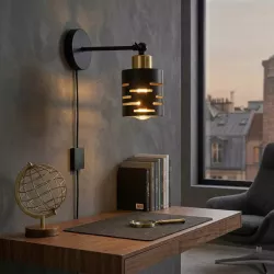 Kinkiet ścienny na ramieniu E27 lampa wewnętrzna ścienna LED włącznik czarn-5904703023258