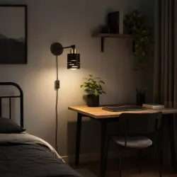 Kinkiet ścienny na ramieniu E27 lampa wewnętrzna ścienna LED włącznik czarn-5904703023258