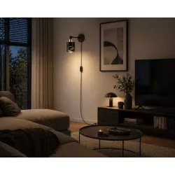 Kinkiet ścienny na ramieniu E27 lampa wewnętrzna ścienna LED włącznik czarn-5904703023258