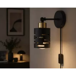 Kinkiet ścienny na ramieniu E27 lampa wewnętrzna ścienna LED włącznik czarn-5904703023258
