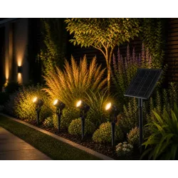 Lampka solarna do ogrodu 4x reflektor wbijany LED z Czujnikiem Wodoodporny-5904703029700