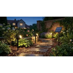 Lampka solarna do ogrodu 4x reflektor wbijany LED z Czujnikiem Wodoodporny-5904703029700