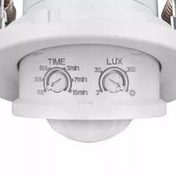 Czujnik RUCHU i zmierzchu LED regulowany PIR 360° na podczerwień sufitowy-5903002036525