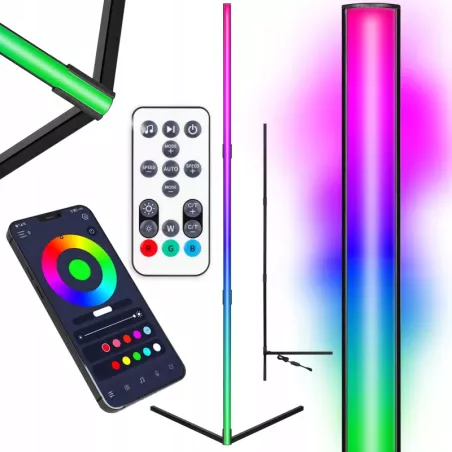 Lampa Stojąca Podłogowa LED narożna APLIKACJA 140CM RGB CCT + pilot-5908263389571