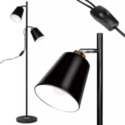 Lampa Stojąca Podłogowa LED czarna 140cm Do Czytania 2x E27 czarna złota-5904703017325