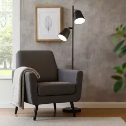 Lampa Stojąca Podłogowa LED czarna 140cm Do Czytania 2x E27 czarna złota-5904703017325