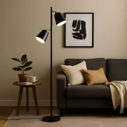 Lampa Stojąca Podłogowa LED czarna 140cm Do Czytania 2x E27 czarna złota-5904703017325