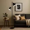 Lampa Stojąca Podłogowa LED czarna 140cm Do Czytania 2x E27 czarna złota-5904703017325