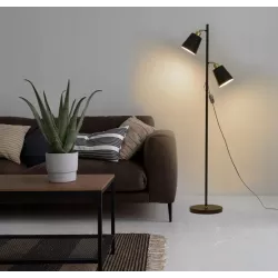 Lampa Stojąca Podłogowa LED czarna 140cm Do Czytania 2x E27 czarna złota-5904703017325
