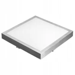 Plafon sufitowy kwadratowy do biura, garażu 27 x 27 cm chrom 2xE27 40W-5903002035320