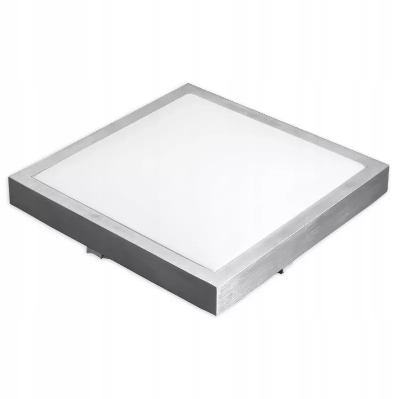Plafon sufitowy kwadratowy do biura, garażu 27 x 27 cm chrom 2xE27 40W-5903002035320