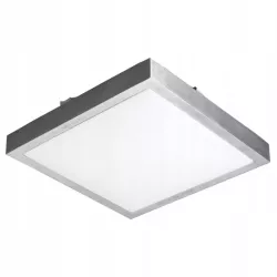 Plafon sufitowy kwadratowy do biura, garażu 27 x 27 cm chrom 2xE27 40W-5903002035320