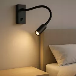 LAMPA ŚCIENNA LED KINKIET DO CZYTANIA WŁĄCZNIK CZARNY regulowana-5908263384323