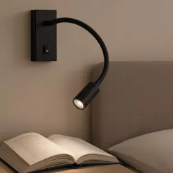 LAMPA ŚCIENNA LED KINKIET DO CZYTANIA WŁĄCZNIK CZARNY regulowana-5908263384323