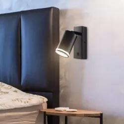 Kinkiet ścienny LAMPA ŚCIENNA GU10 LED DO CZYTANIA WŁĄCZNIK czarna-5908263386662