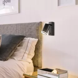Kinkiet ścienny LAMPA ŚCIENNA GU10 LED DO CZYTANIA WŁĄCZNIK czarna-5908263386662