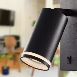Kinkiet ścienny LAMPA ŚCIENNA GU10 LED DO CZYTANIA WŁĄCZNIK czarna-5908263386662