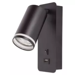 Lampka do czytania NOCNA Kinkiet ścienny LED GU10 Z USB C czarna-5904703001843
