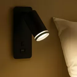 Lampka do czytania NOCNA Kinkiet ścienny LED GU10 Z USB C czarna-5904703001843