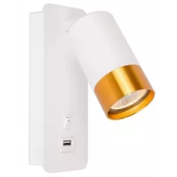 KINKIET LAMPKA LED ścienna do czytania gniazdo USB wyłącznik na GU10-5904703002574