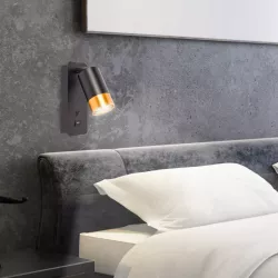Lampka do czytania NOCNA Kinkiet ścienny LED GU10 czarna złota USB A + C-5904703002581