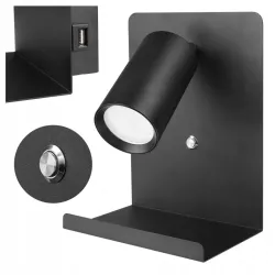 Kinkiet do czytania lampa ścienna GU10 LED USB CZARNY-5903002039649