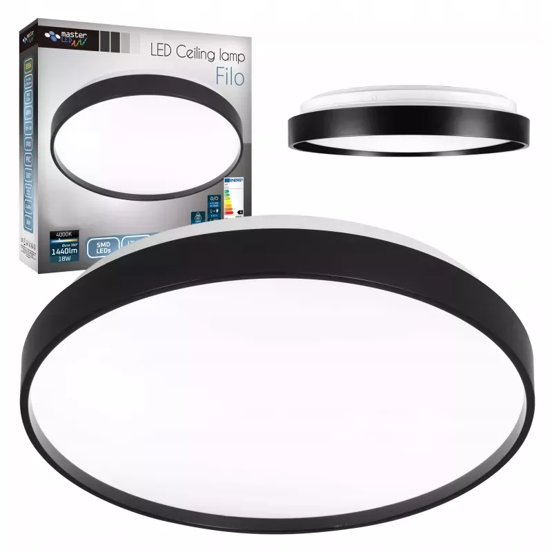 PLAFON SUFITOWY LAMPA LED 18W 4000K PANEL NATYNKOWY SUFITOWY OKRĄGŁY CZARNY-5904703008675